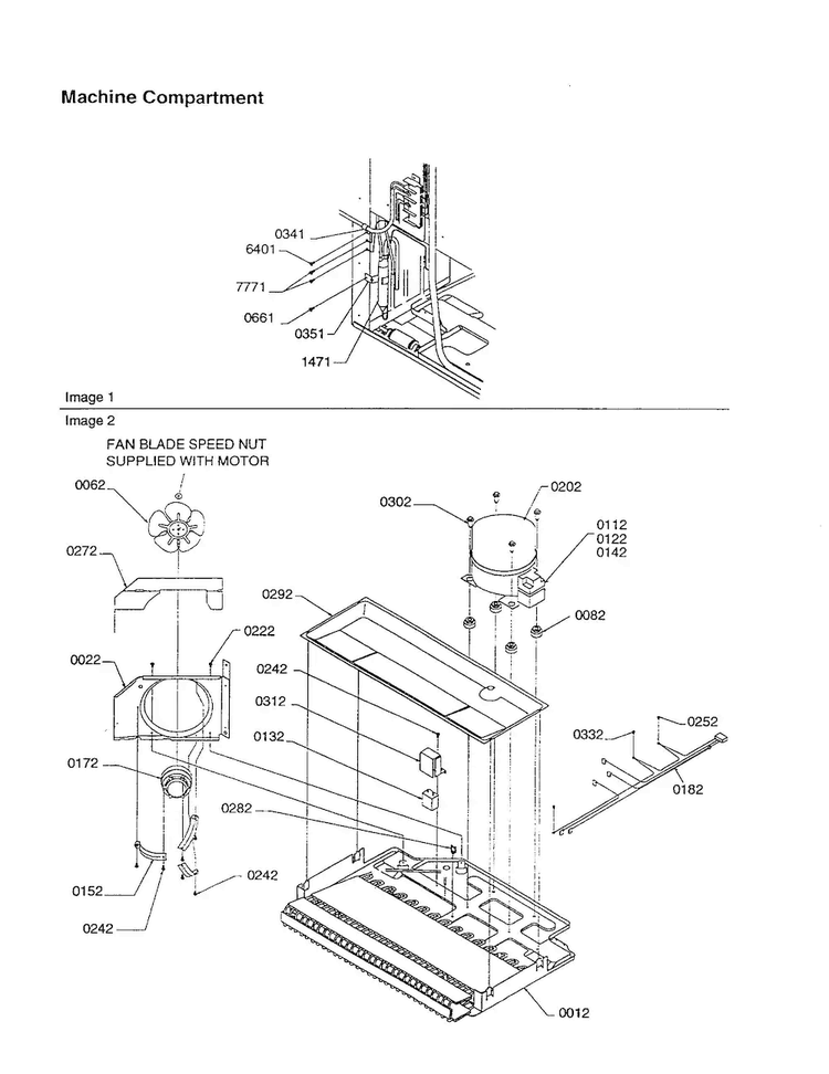 Machine Compartment Diagram and Parts List for TX21VW-P1301804WW  Amana Refrigerator