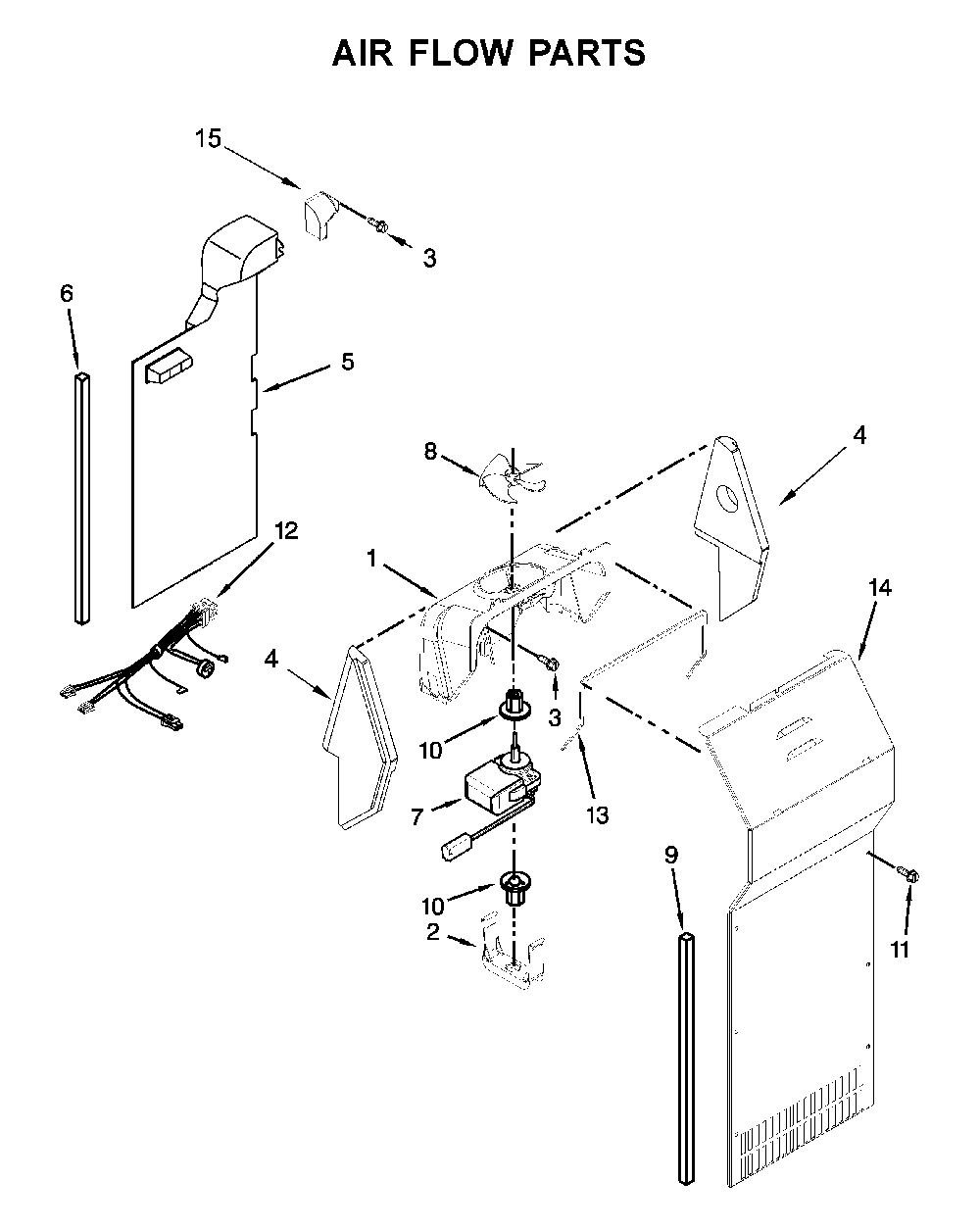 Air Flow Parts Diagram and Parts List for 1064641173711  Kenmore Refrigerator