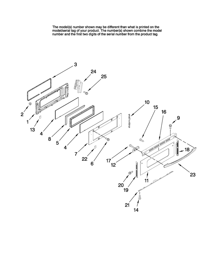 Upper Door Parts Diagram and Parts List for MGR6775BDB18  Maytag Range