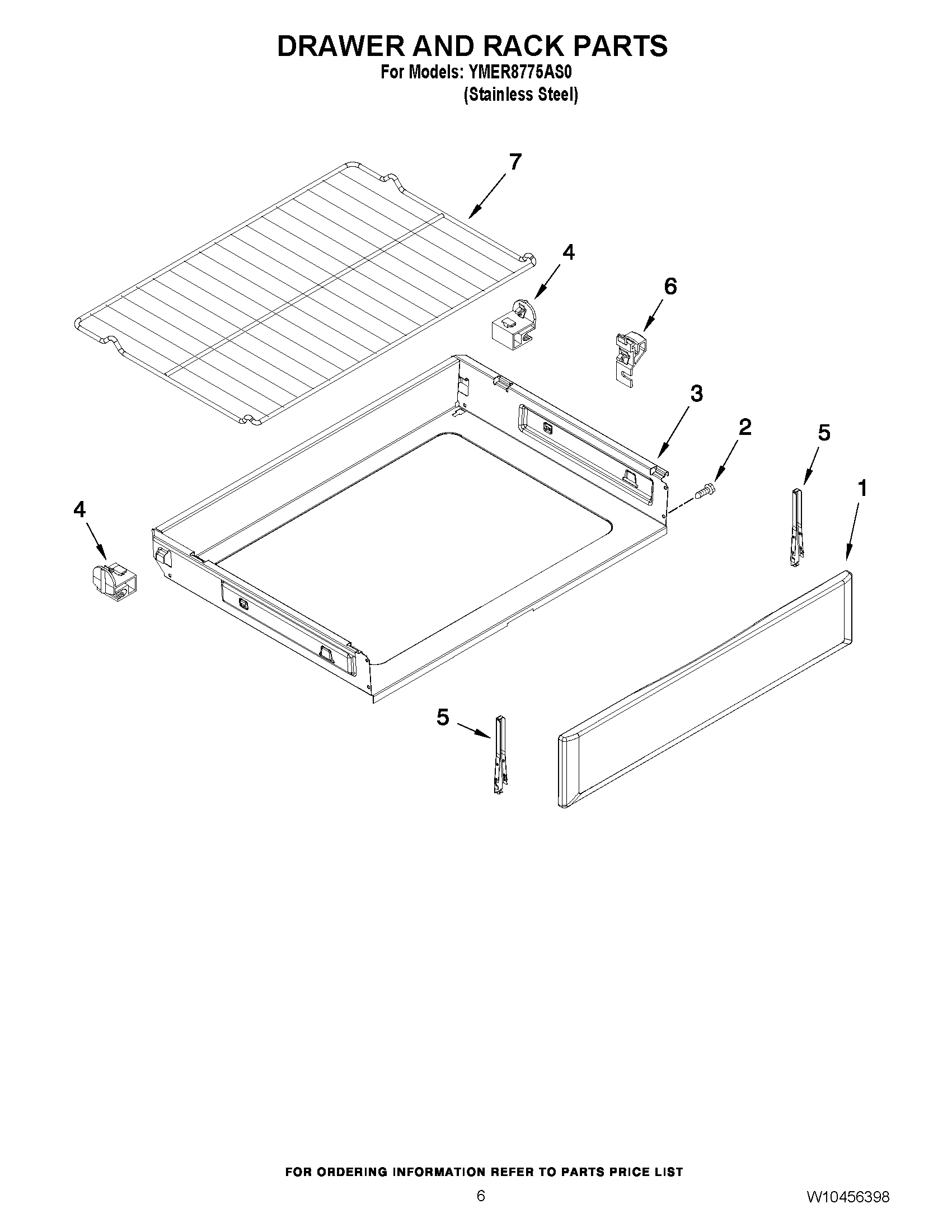 05 - DRAWER AND RACK PARTS Diagram and Parts List for YMER8775AS0  Maytag Range
