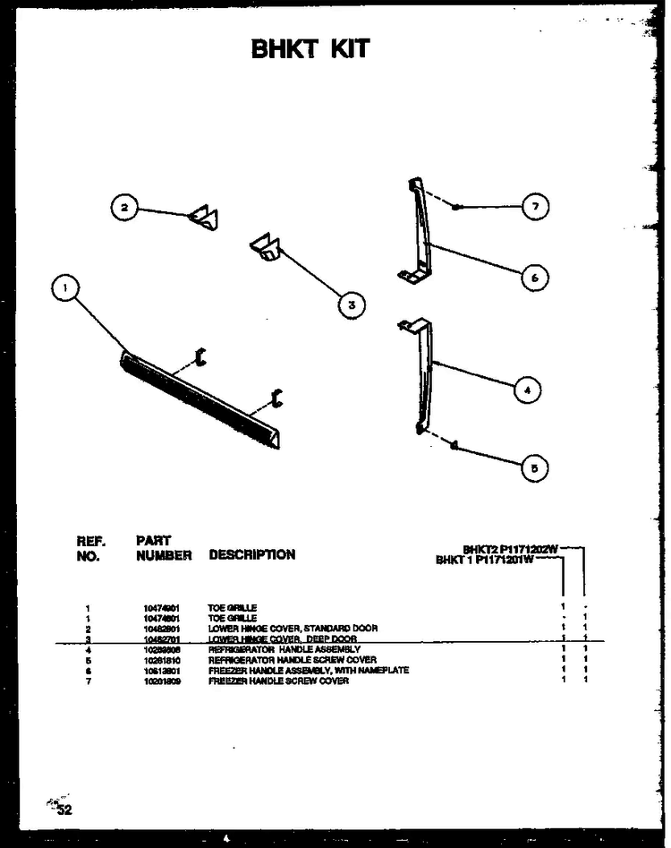 Handles/grille Diagram and Parts List for TS18RBW-P1158407WW  Amana Refrigerator
