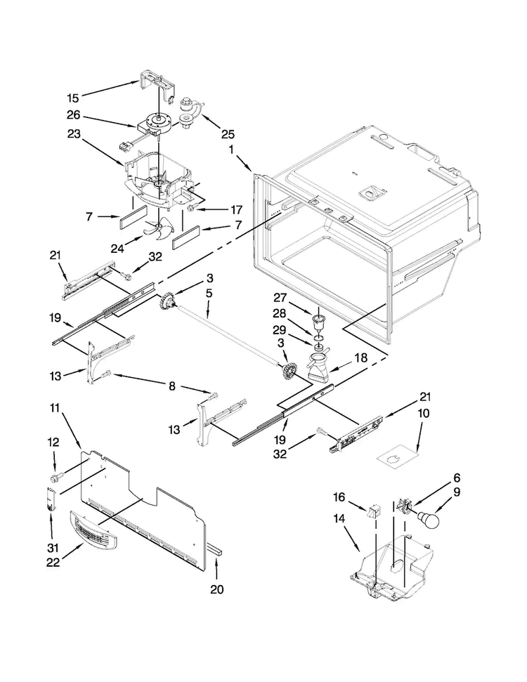 Freezer Liner Parts Diagram and Parts List for MFI2670XEM10  Maytag Refrigerator