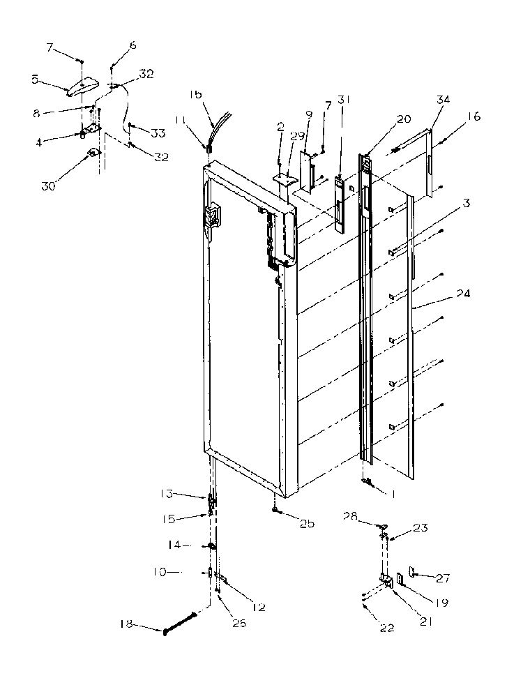 Refrigerator Door Hinge And Trim Parts Diagram and Parts List for SRDE528SW-P1184901WW  Amana Refrigerator