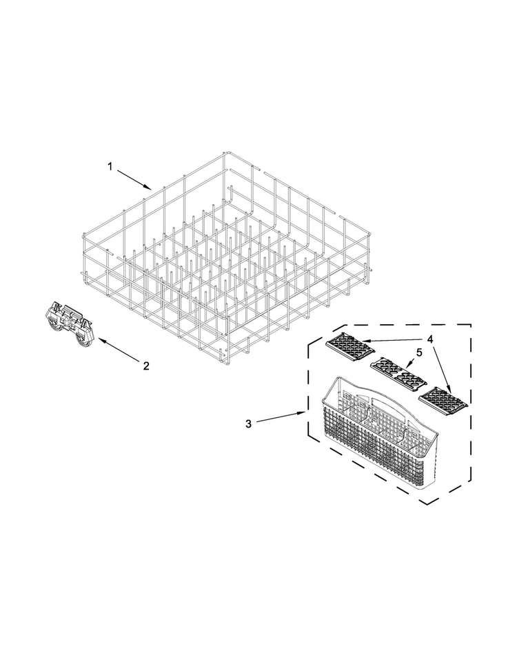 Lower Rack Parts Diagram and Parts List for MDB5969SDH1  Maytag Dishwasher