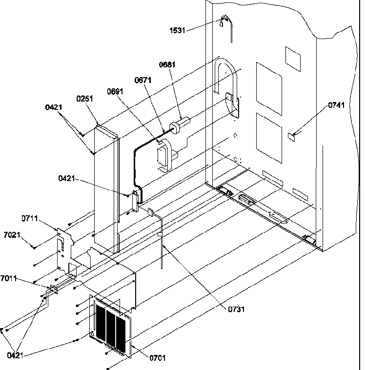 Cabinet Back Diagram and Parts List for BR22VW-P1321505WW  Amana Refrigerator