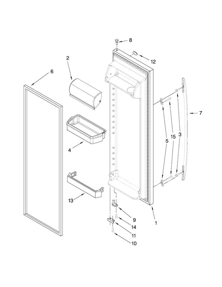 Refrigerator Door Parts Diagram and Parts List for MSD2572VEB00  Maytag Refrigerator