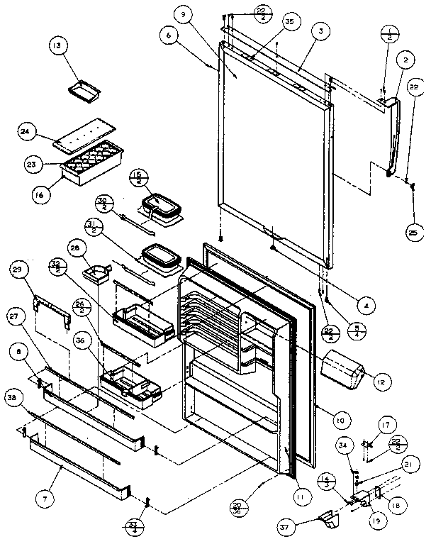 Refrigerator Door Diagram and Parts List for TX18R-P1158404W  Amana Refrigerator