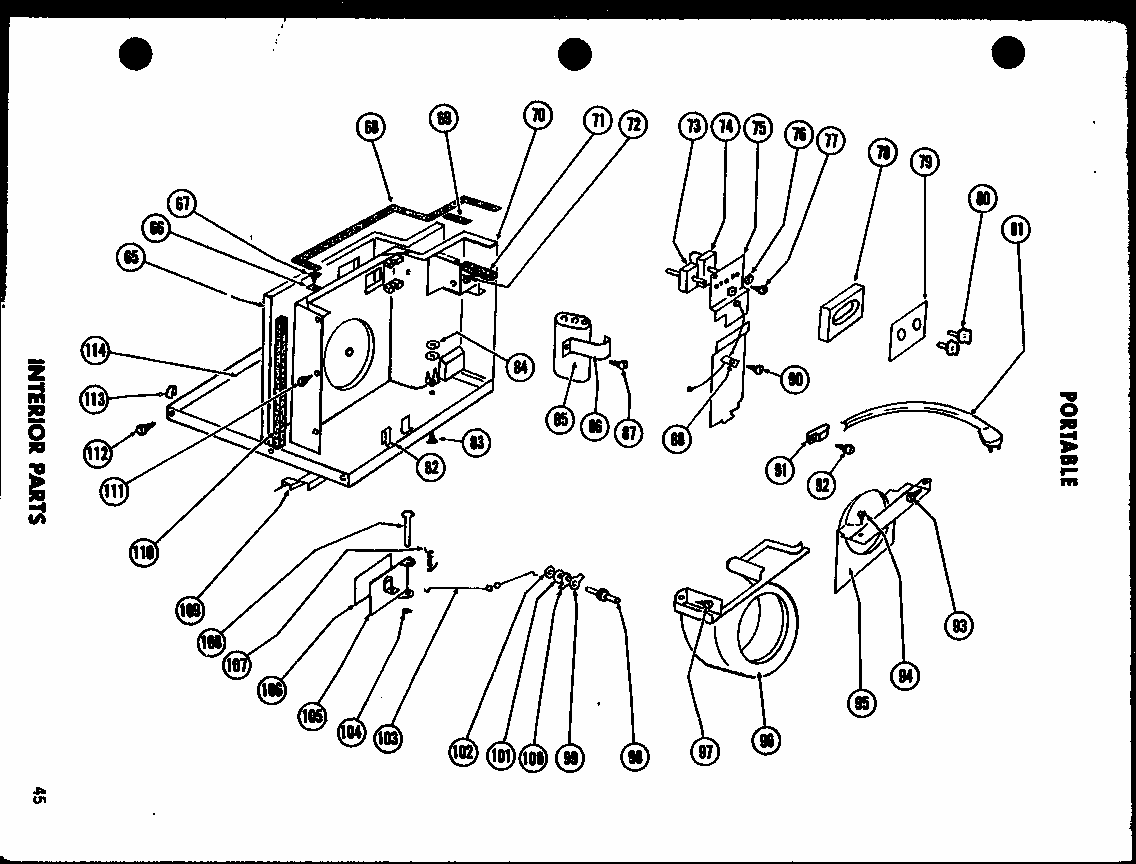 Portable Interior Parts Diagram and Parts List for 109-2GM P54336-13R Amana Air Conditioner