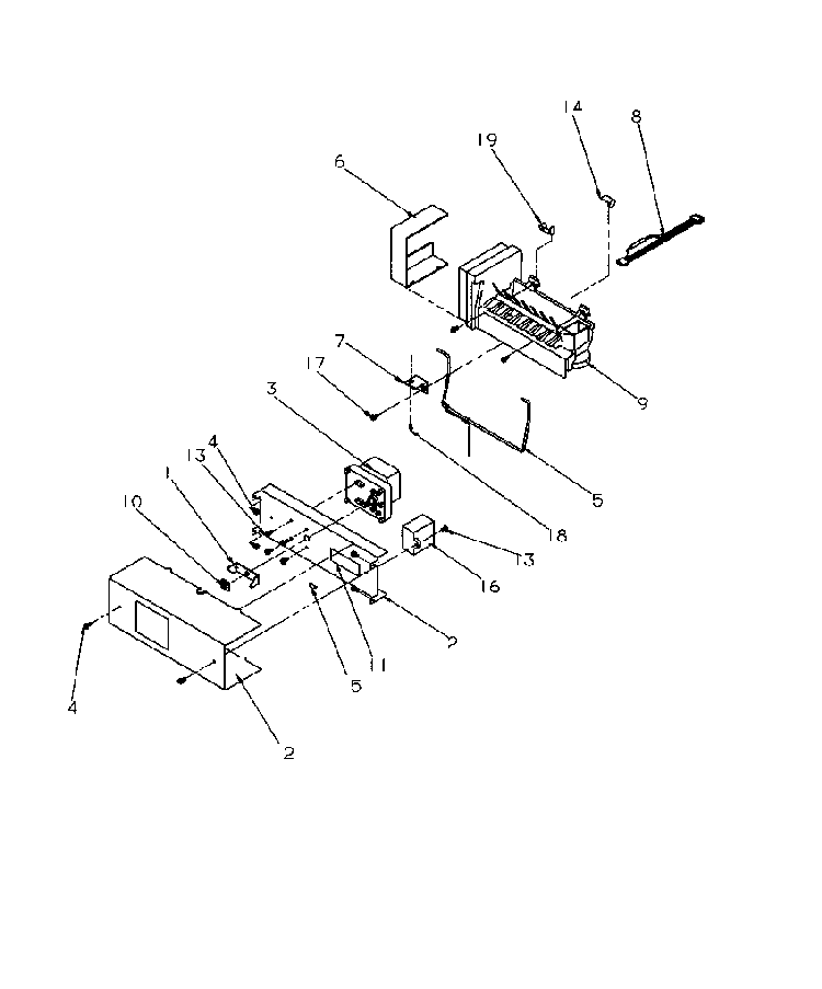 Ice Maker Diagram and Parts List for SBD20S4L-P1190001WL  Amana Refrigerator