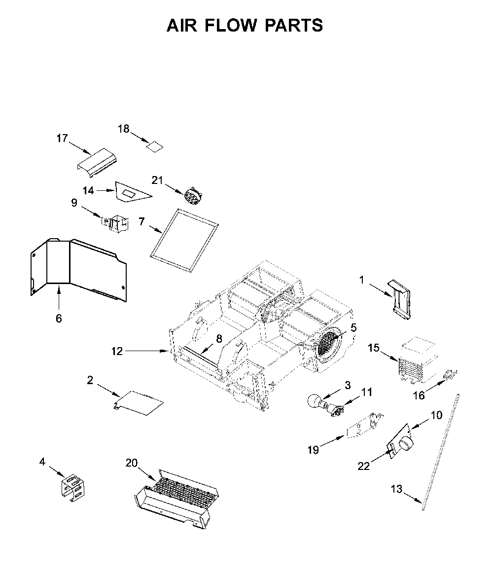Air flow parts Diagram and Parts List for MMV4206HK1  Maytag Microwave