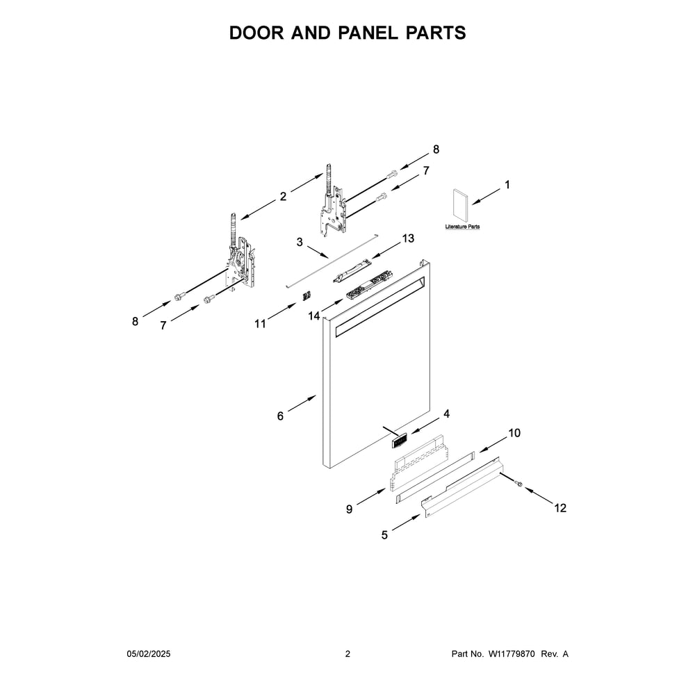 Door And Panel Parts Diagram and Parts List for MDB4949SKB4  Maytag Dishwasher
