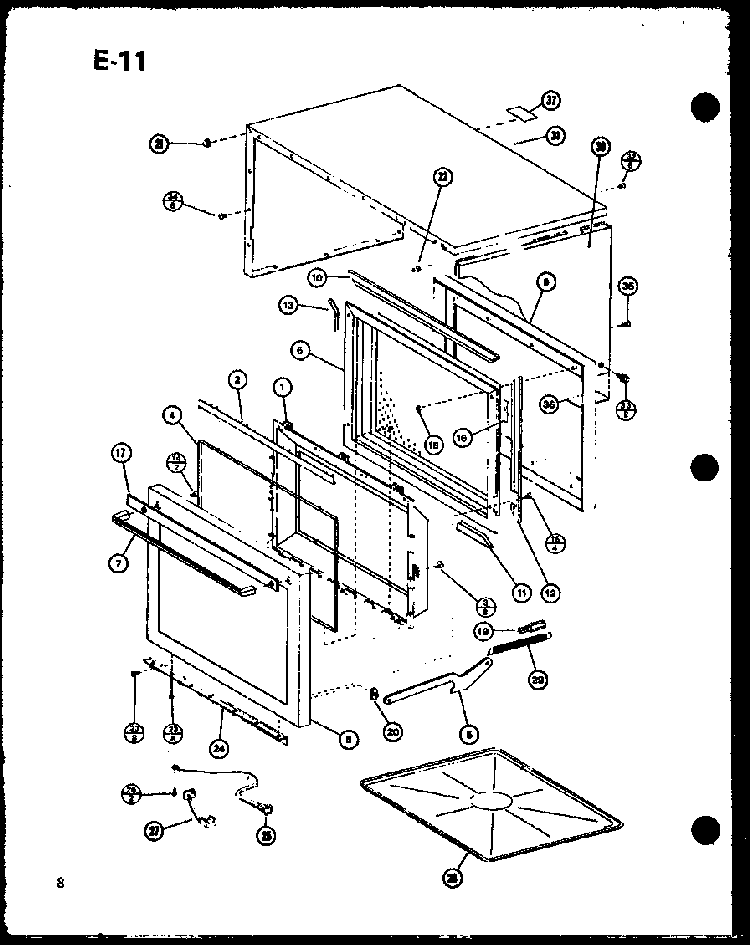 Outer Cabinet Diagram and Parts List for RRL-5D P75590-7M Amana Microwave