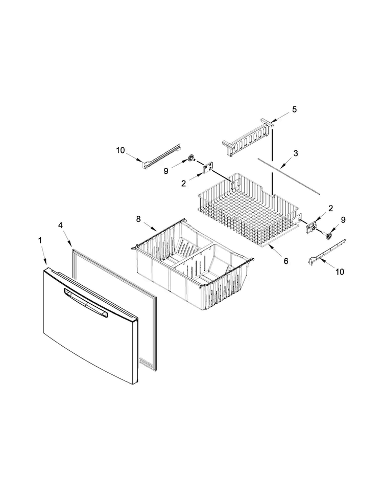 Freezer Door Parts Diagram and Parts List for MFX2570AEB4  Maytag Refrigerator