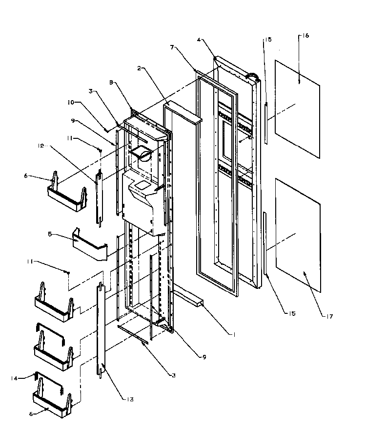 Freezer Door Diagram and Parts List for SXD20Q2W-P1162508WW  Amana Refrigerator