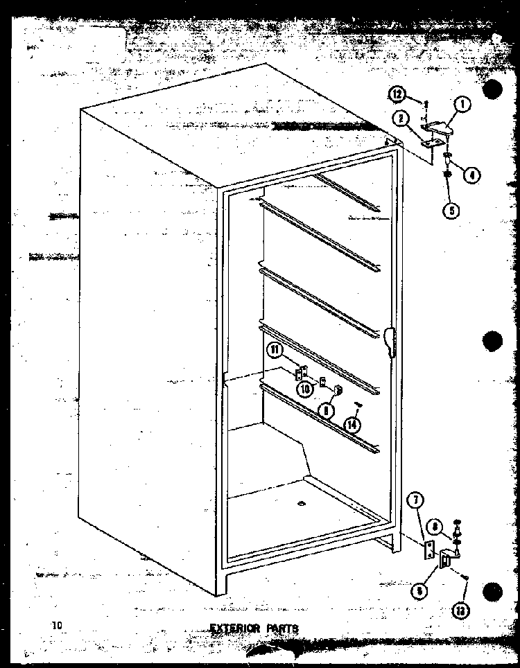 Exterior Parts Diagram and Parts List for ESU13C-L P60345-58WL Amana Freezer
