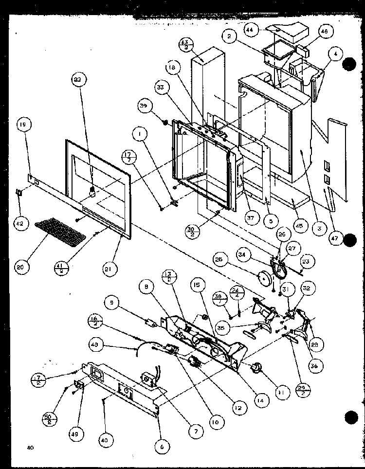 Ice And Water Cavity Diagram and Parts List for 35541W-P1121709WW  Amana Refrigerator