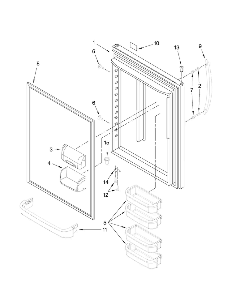 Refrigerator Door Parts Diagram and Parts List for ABB2224WES1  Amana Refrigerator