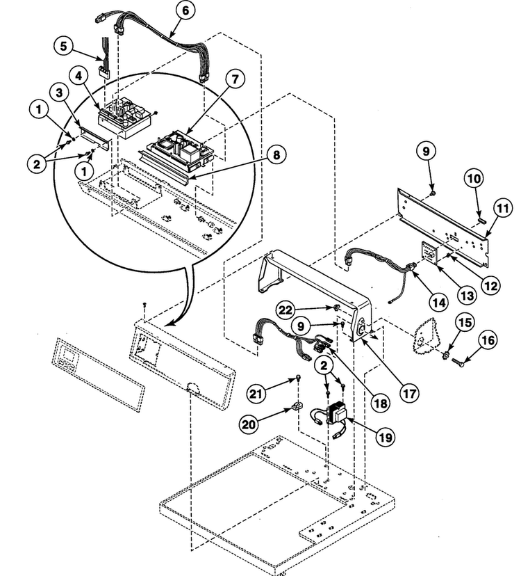 Control Assy Diagram and Parts List for SDEB07QJ1500  Speed Queen Dryer