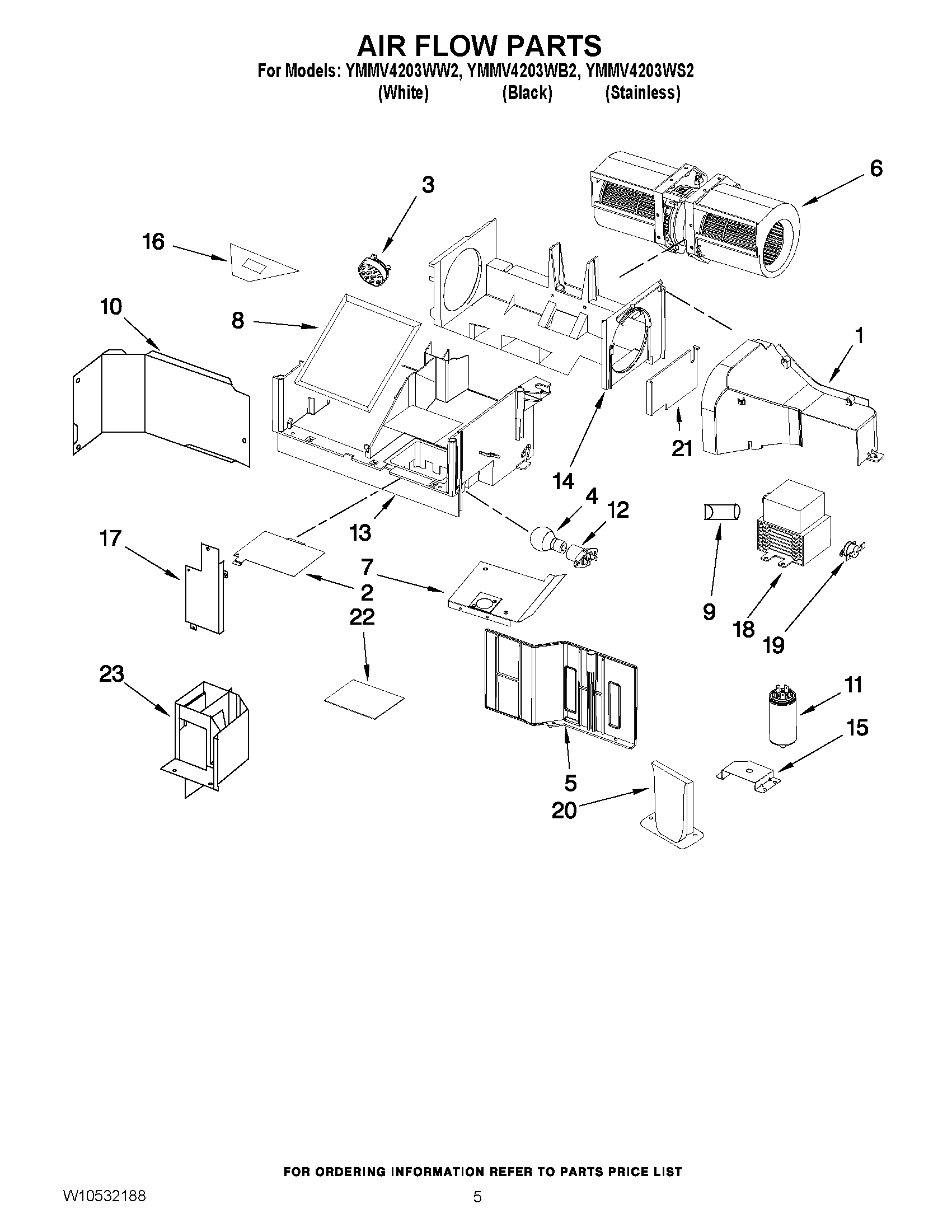 04 - AIR FLOW PARTS Diagram and Parts List for YMMV4203WS2  Maytag Microwave Oven Combo