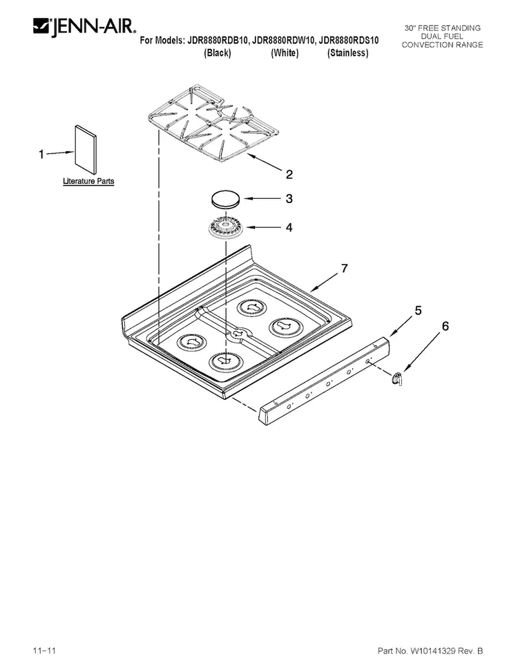 Cooktop Parts Diagram and Parts List for JDR8880RDB10  Jenn-Air Range