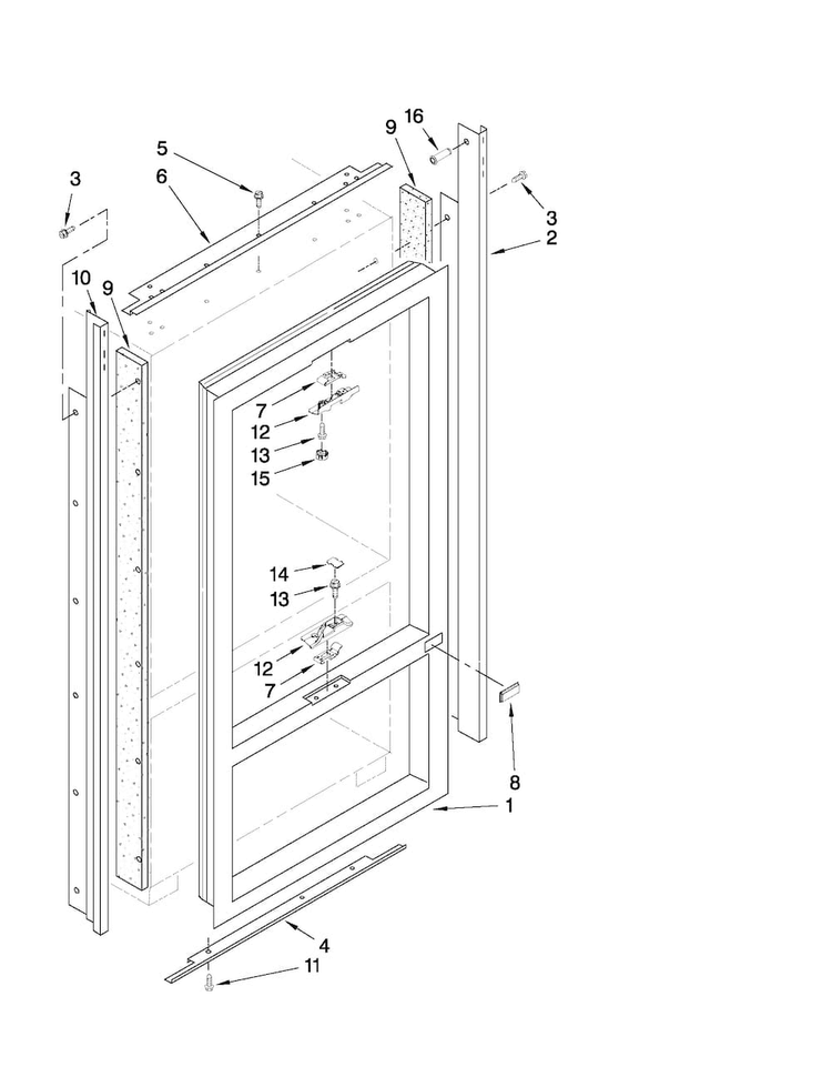 Cabinet And Breaker Trim Parts Diagram and Parts List for JF42NXFXDW01  Jenn-Air Refrigerator