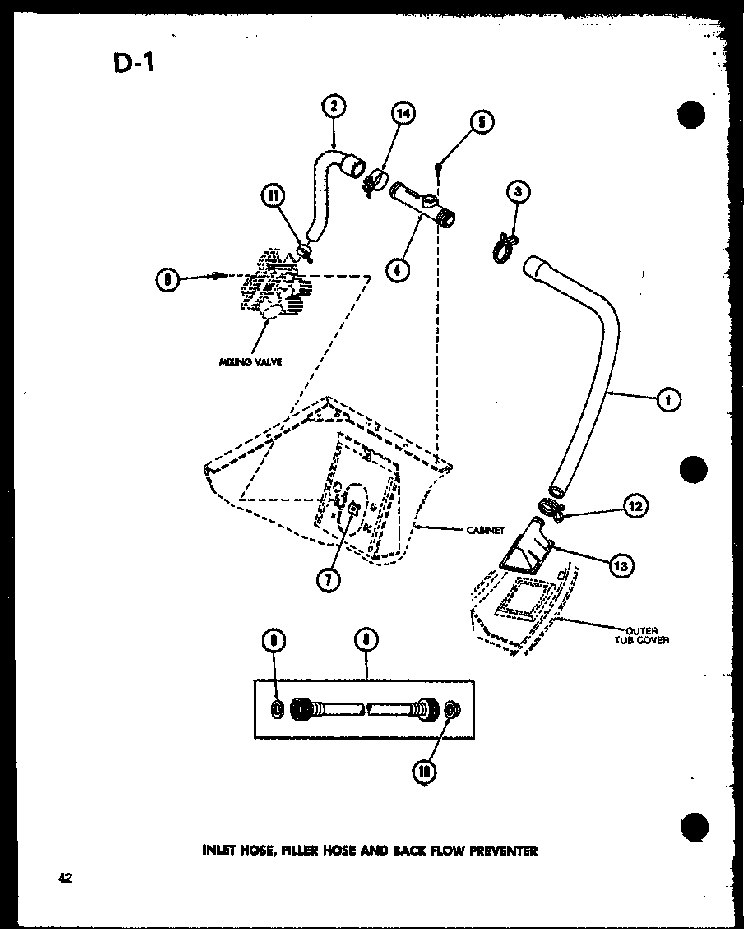 Inlet Hose Diagram and Parts List for TAA200 P75751-13W Amana Washer