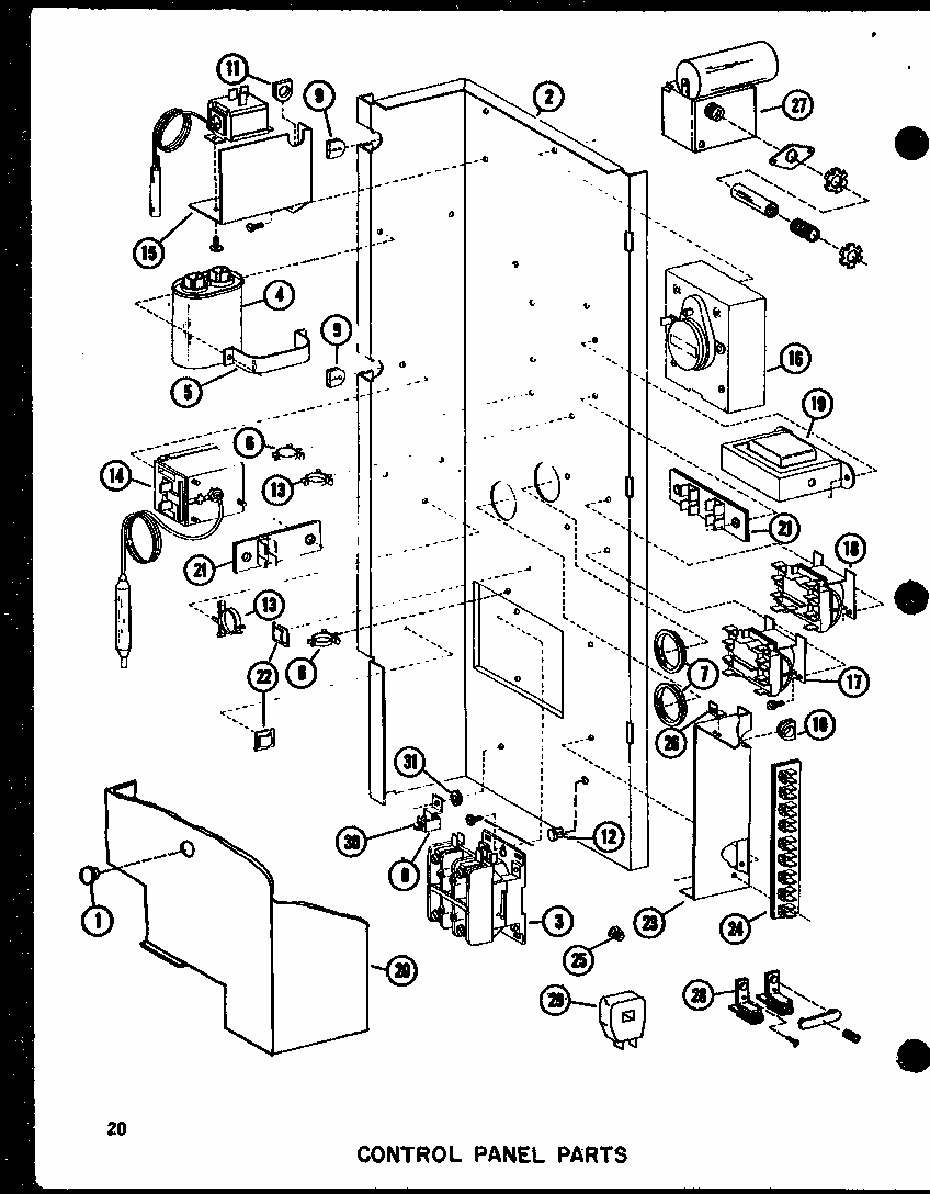 Control Panel Parts Diagram and Parts List for RHA48-003 P55201-50C Amana Air Conditioner