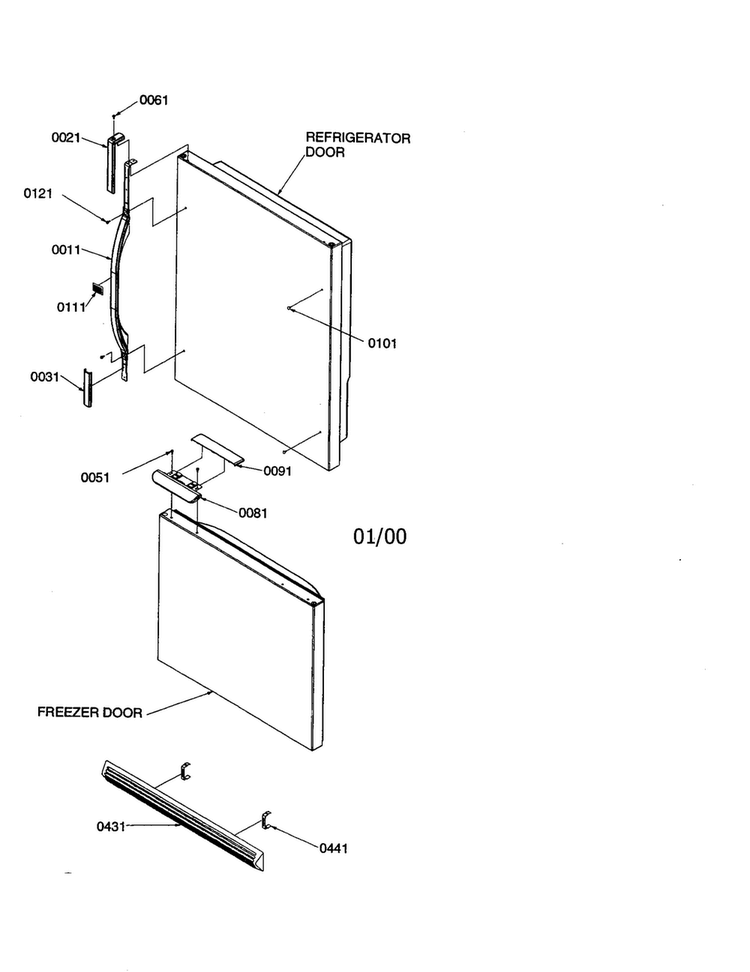 Door Handles And Accessories Diagram and Parts List for BG18VL-P1320704WL  Amana Refrigerator