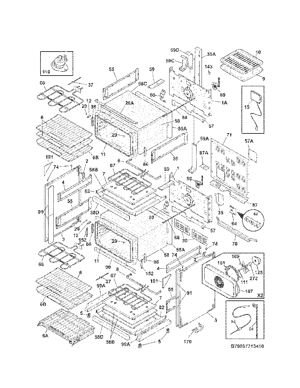 Body Diagram and Parts List for 79097723411  Kenmore Range