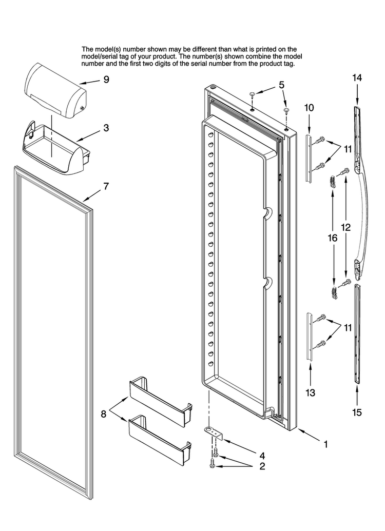 Refrigerator Door Parts Diagram and Parts List for AC2225GEKB13  Amana Refrigerator