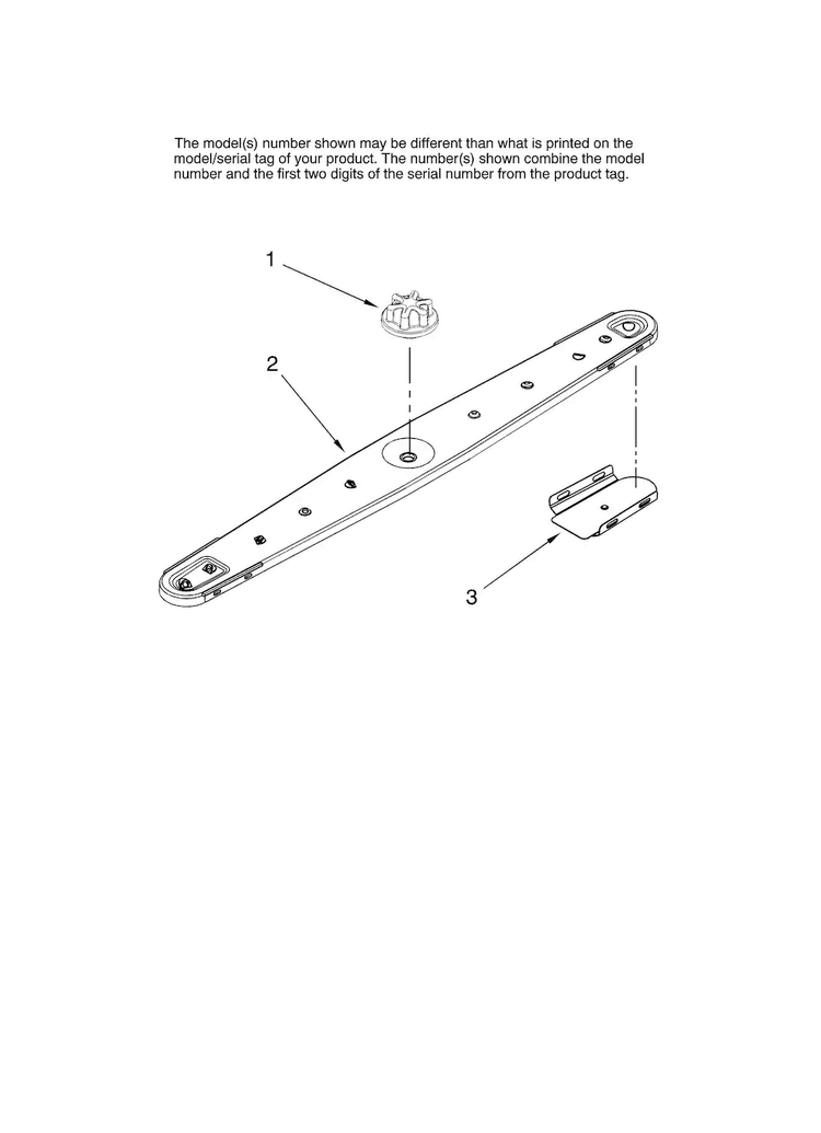 Lower Washarm Parts Diagram and Parts List for JDB1105AWS44  Jenn-Air Dishwasher