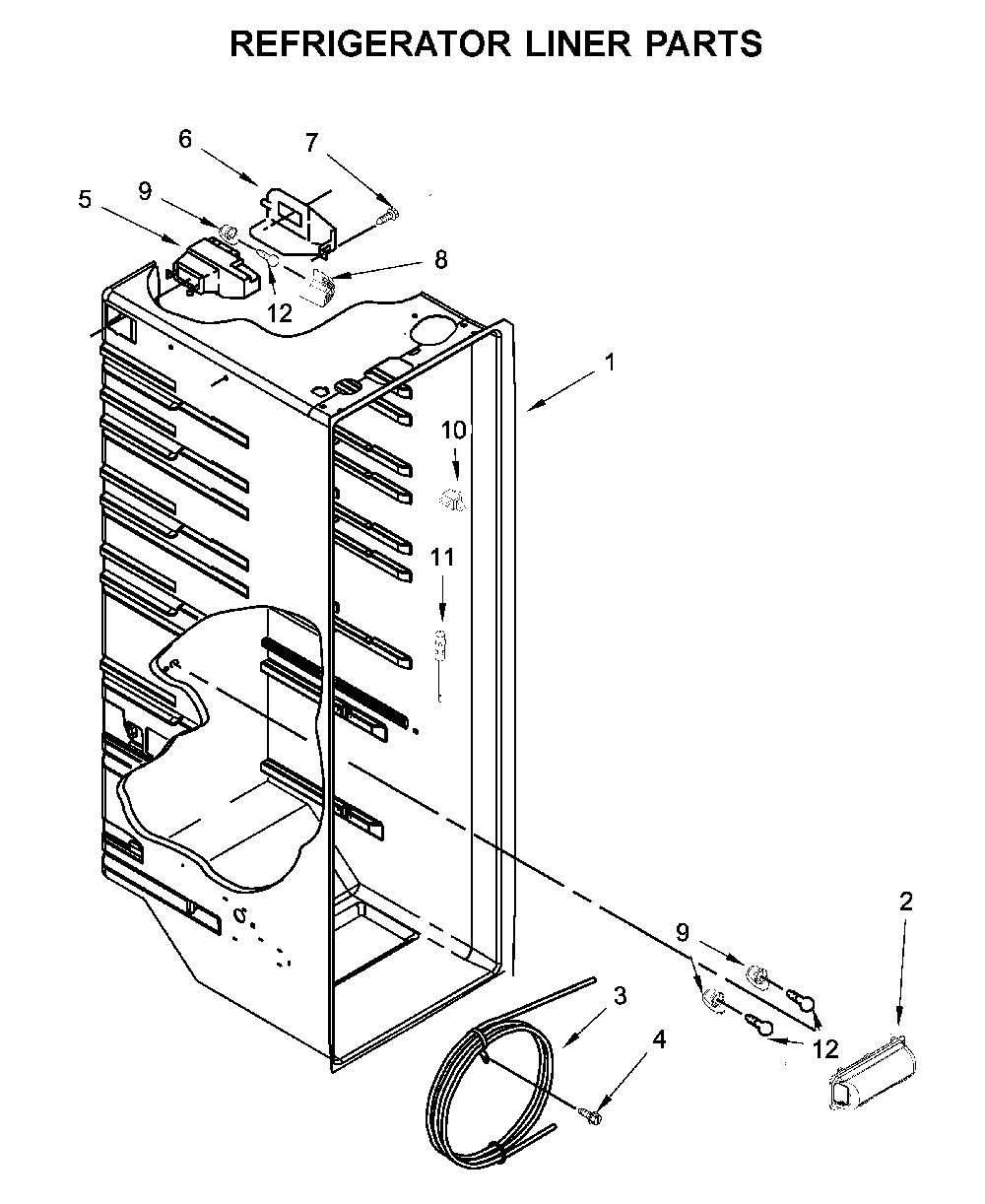 Refrigerator liner parts Diagram and Parts List for MSS25C4MGK03  Maytag Refrigerator