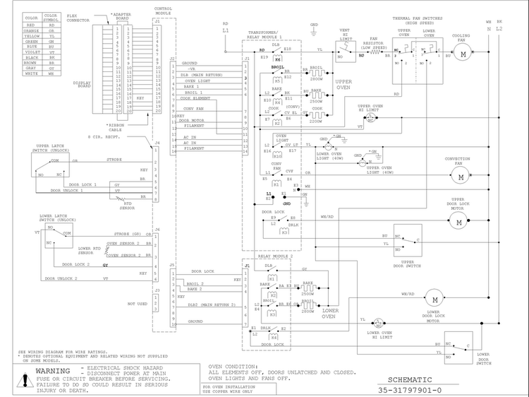 Wiring Information Diagram and Parts List for AOCD2770WW-P113237NWW  Amana Wall Oven