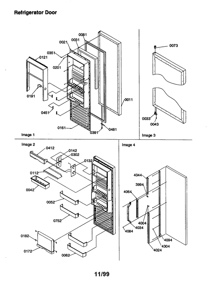 Refrigerator Door Diagram and Parts List for SSD25TE-P1314201WE  Amana Refrigerator