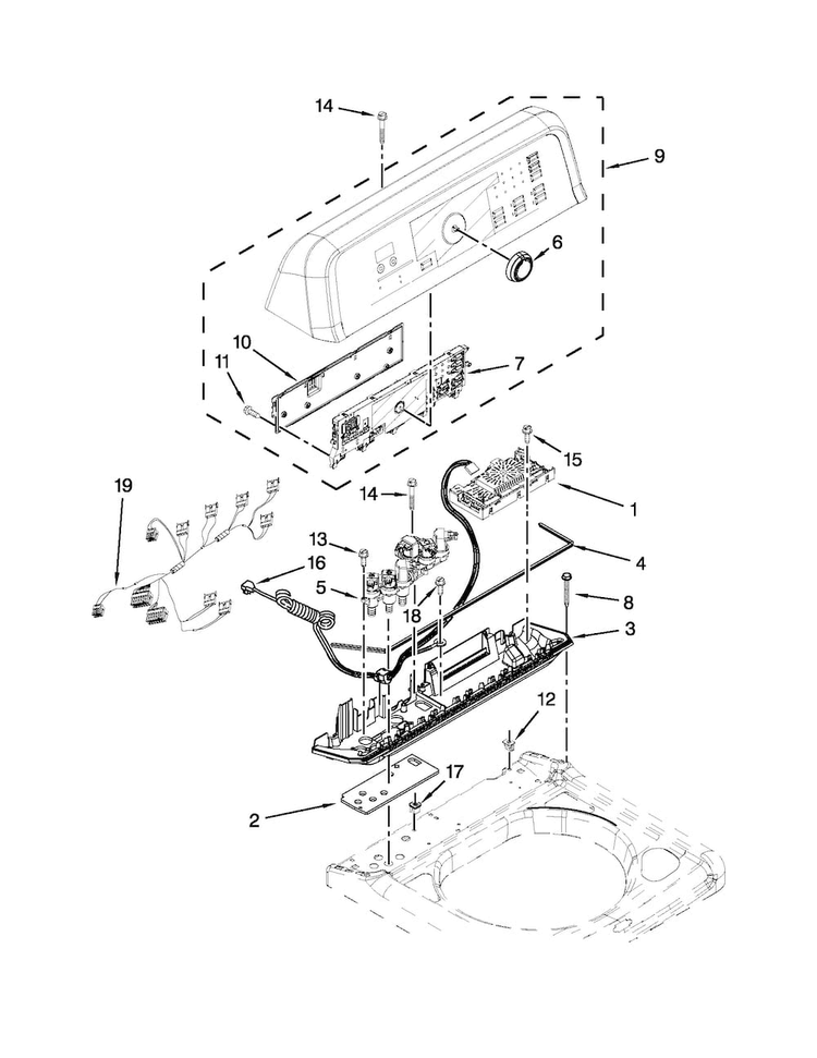 Control Panel Parts Diagram and Parts List for MVWB980BW0  Maytag Washer