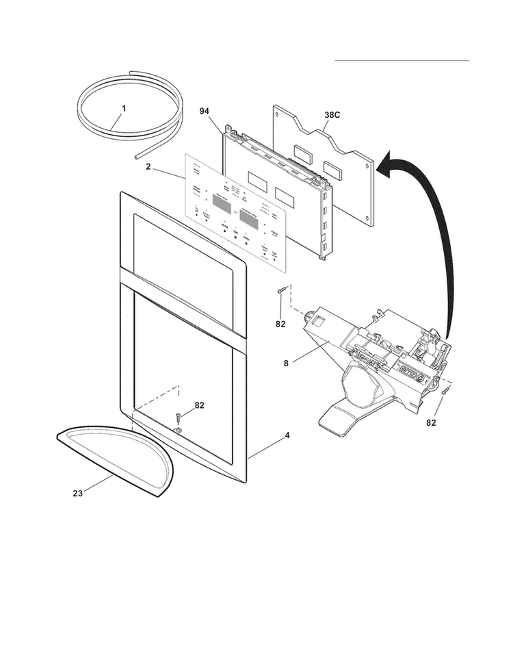 Controls/ice Dispenser Diagram and Parts List for CFD26WIS5  Crosley Refrigerator