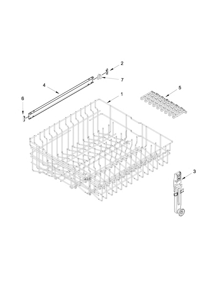 Upper Rack And Track Parts Diagram and Parts List for MDB7749SBM2  Maytag Dishwasher