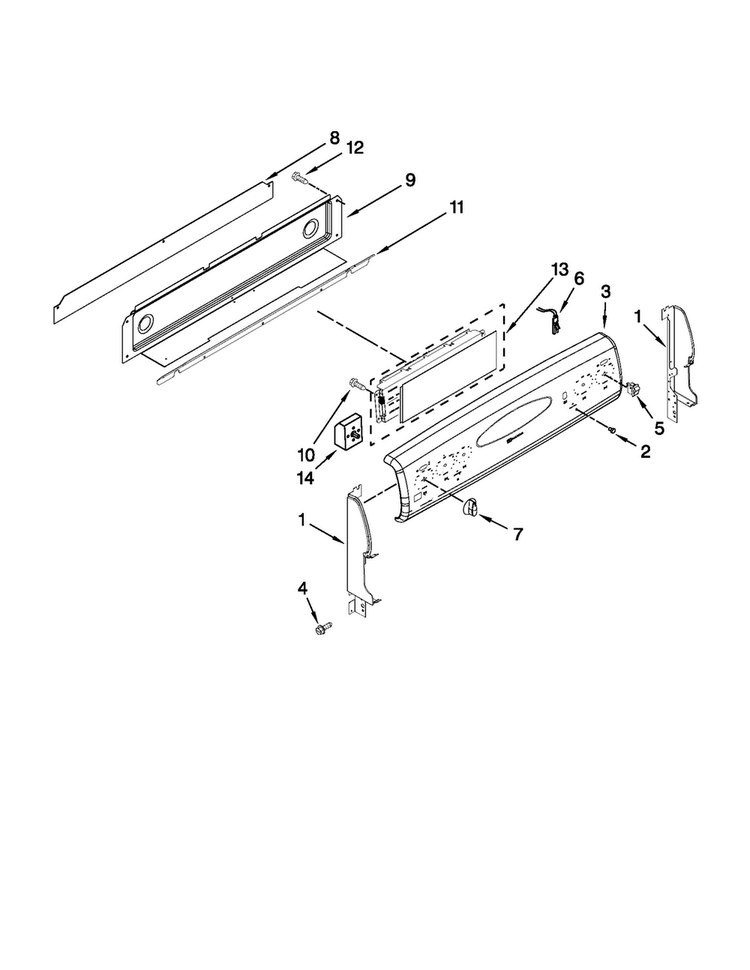 Control Panel Parts Diagram and Parts List for MER6765BAS18  Maytag Range