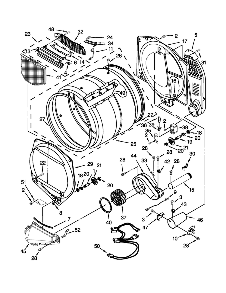 Bulkhead Parts Diagram and Parts List for MGDX700XL2  Maytag Dryer