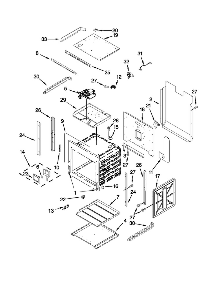 Upper Oven Parts Diagram and Parts List for JJW2727WS02  Jenn-Air Wall Oven