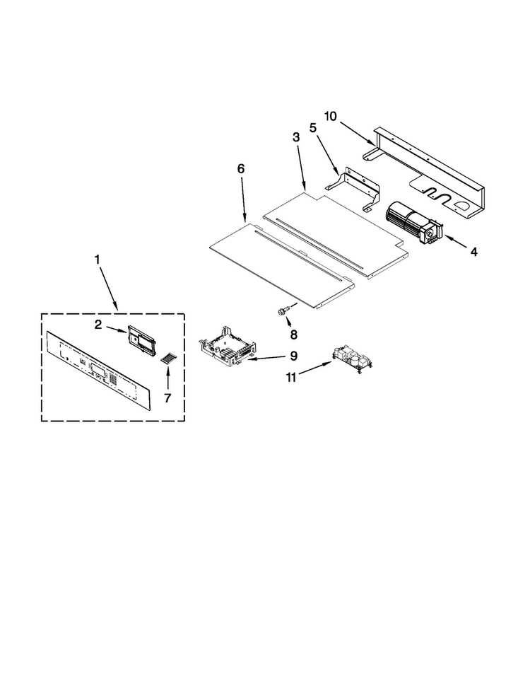 Control Panel Parts Diagram and Parts List for JMW2427WS00  Jenn-Air Microwave