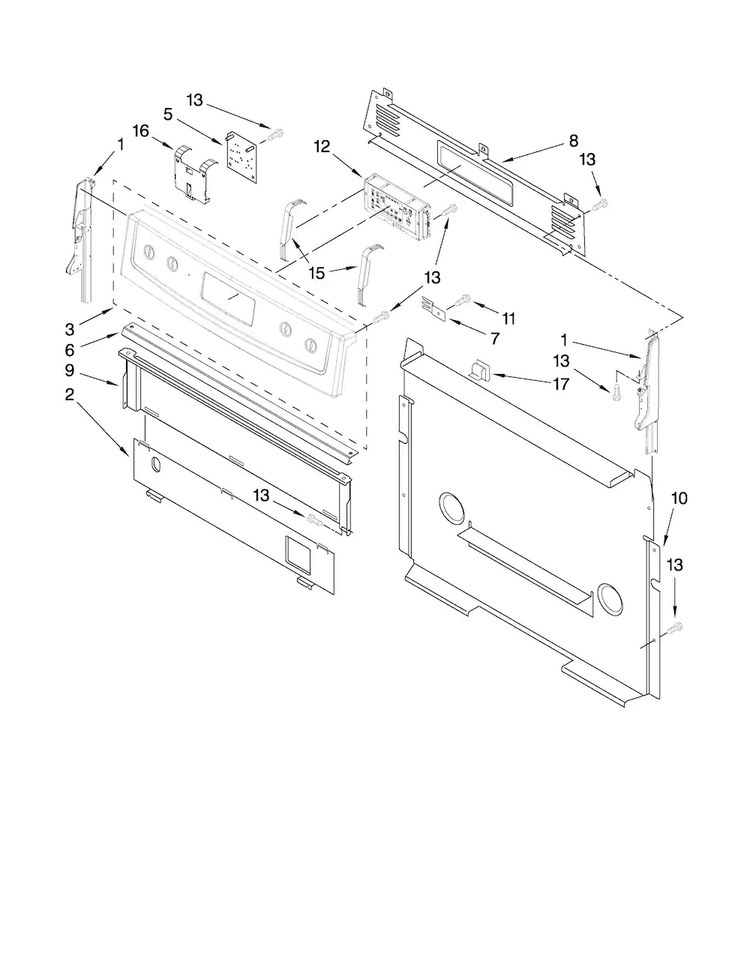 Control Panel Parts Diagram and Parts List for MGR7661WB1  Maytag Range
