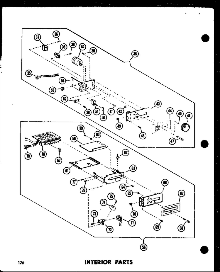 Interior Parts Diagram and Parts List for RC-7PB P71300-2M Amana Microwave