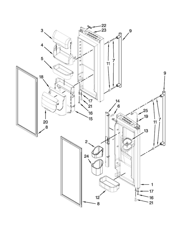 Refrigerator Door Parts Diagram and Parts List for JFI2089WES8  Jenn-Air Refrigerator