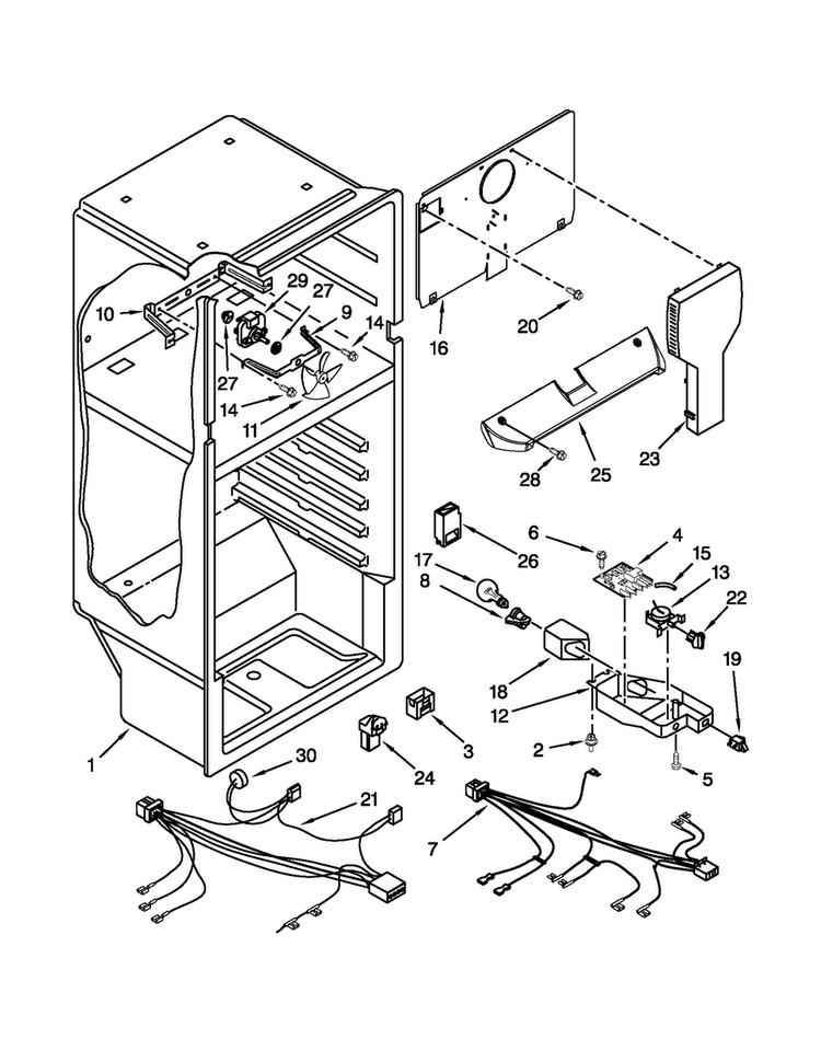 Liner Parts Diagram and Parts List for A8RXNGFBS01  Amana Refrigerator