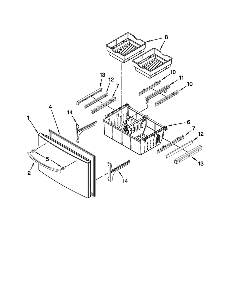 Freezer Door Parts Diagram and Parts List for MFI2269VEB6  Maytag Refrigerator