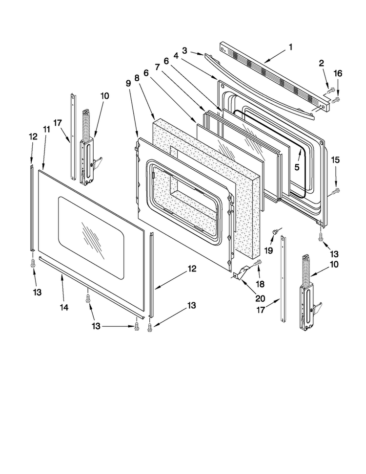 Door Parts Diagram and Parts List for AER5522VCS0  Amana Range