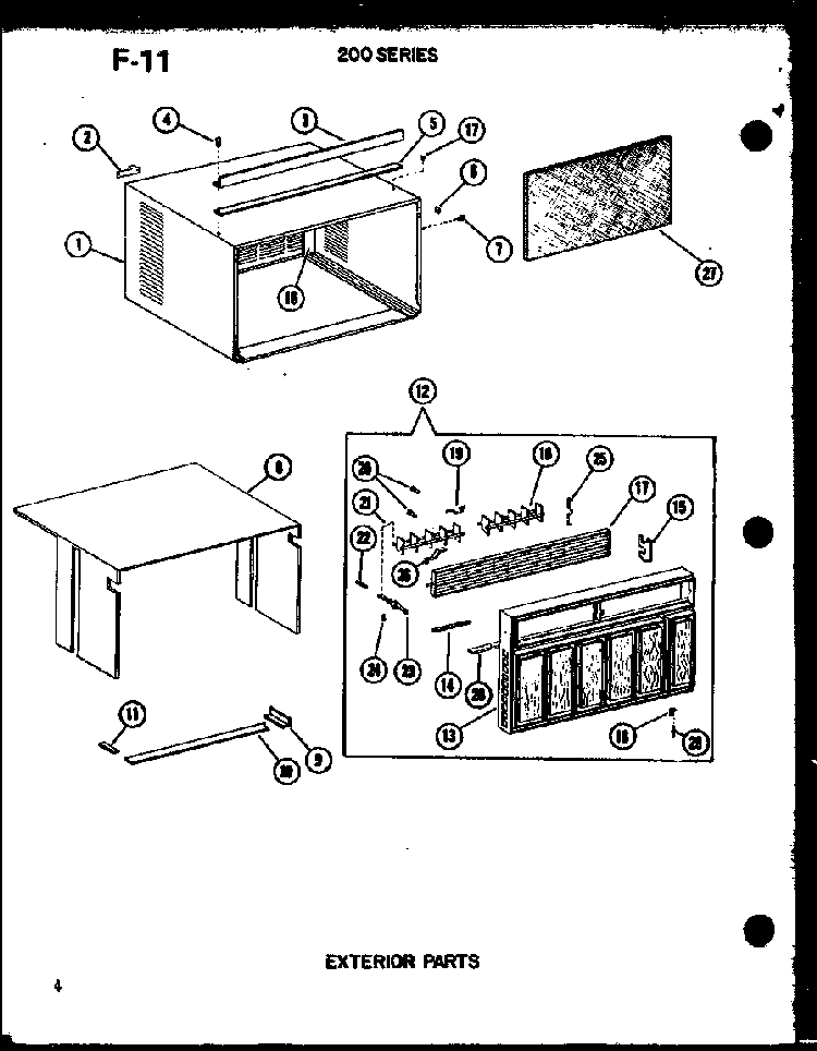 Exterior Parts Diagram and Parts List for 218-3EWS P55417-80R Amana Air Conditioner