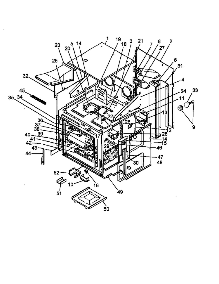 Cabinet, Upper Diagram and Parts List for AO27DG1-P1132515NB  Amana Wall Oven
