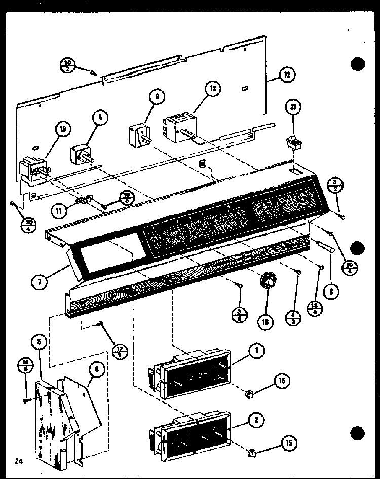 Control Panel Diagram and Parts List for ARC-502 P85675-1S Amana Range